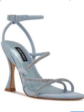 Nine West Powder Blue Crystal Strappy High Heel Sandal